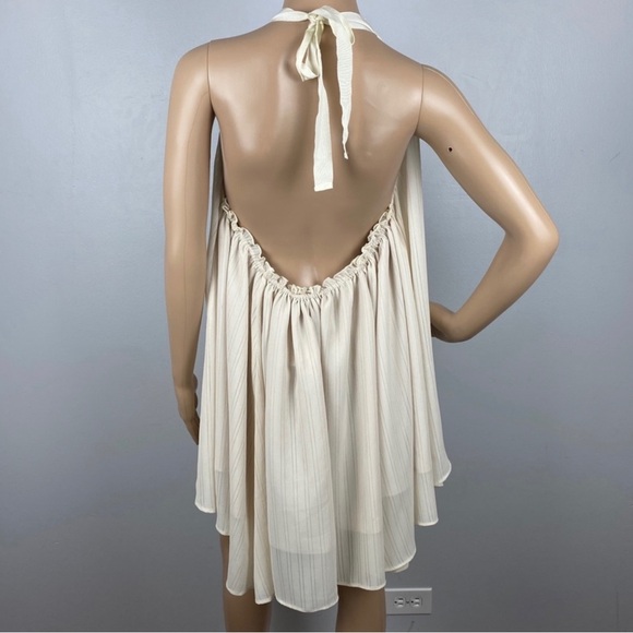 ADEAM BEIGE STRIPED CHIFFON HALTER TOP - Picture 9 of 11